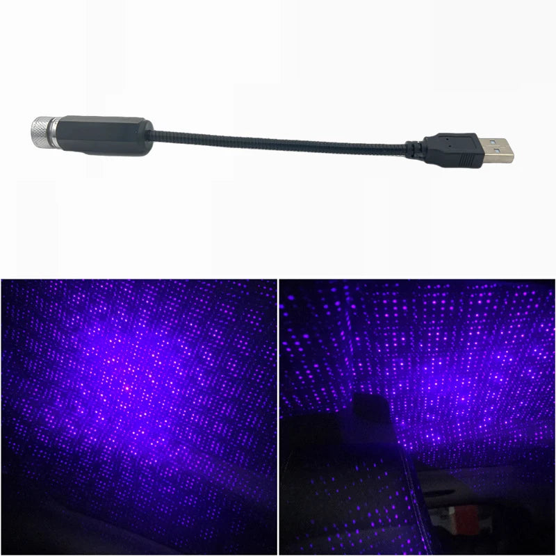 Car Roof Star Ambient Light Romantic USB Night Atmosphere Lamp Home Interior Decoration Mini Ceiling Projector Galaxy Adjustable