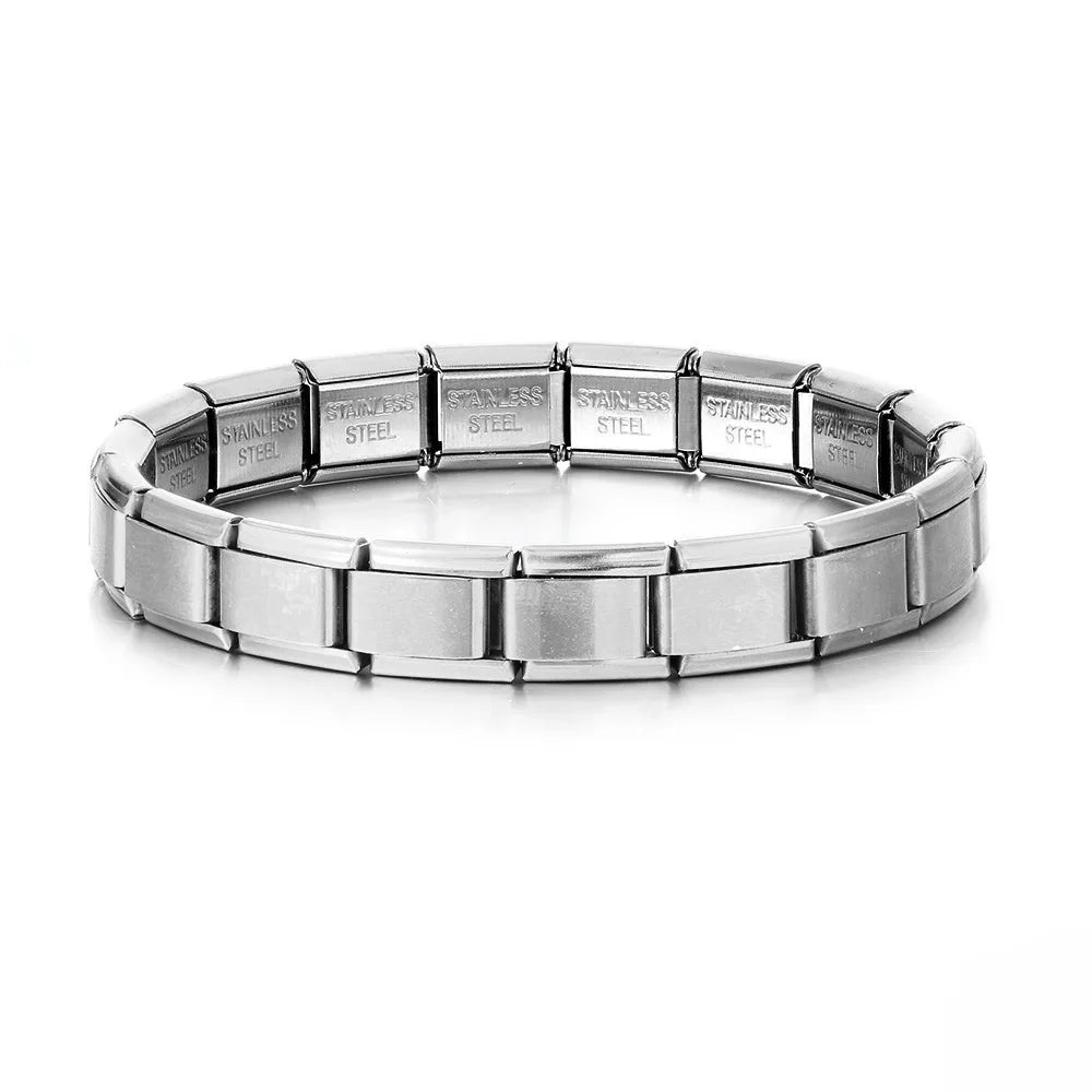 RAKOL Classic Stainless Steel Pendant Italian Chain Link Men Women Suitable For 9mm Bracelet Making DIY Steel Module Tools