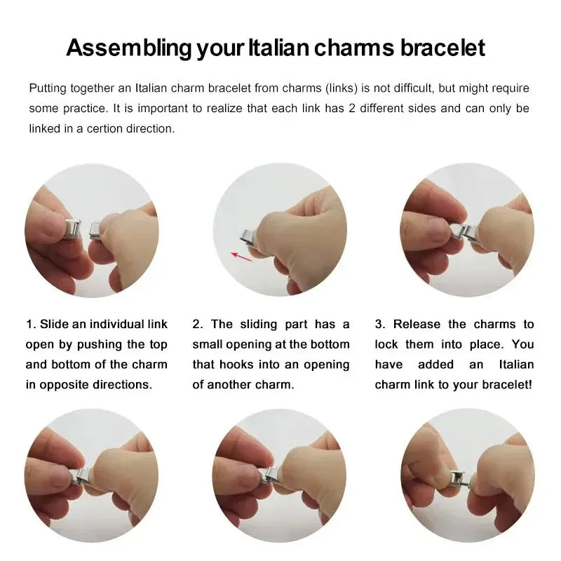 RAKOL Classic Stainless Steel Pendant Italian Chain Link Men Women Suitable For 9mm Bracelet Making DIY Steel Module Tools