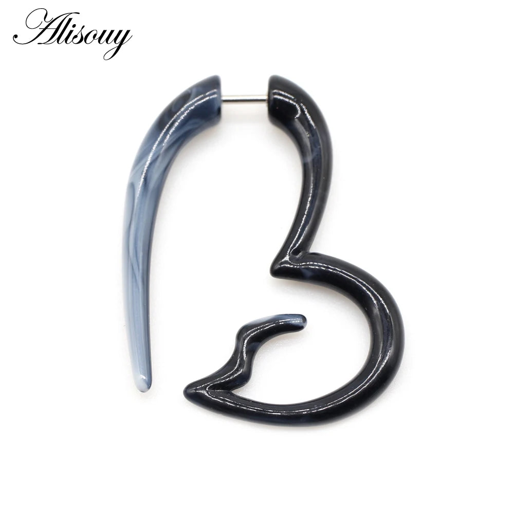 Alisouy 2 PC Heteromorphism Shape Gauge Ear Plug Double Color Acrylic Flesh Earring Wing Heart Spiral Body Piercing Jewelry