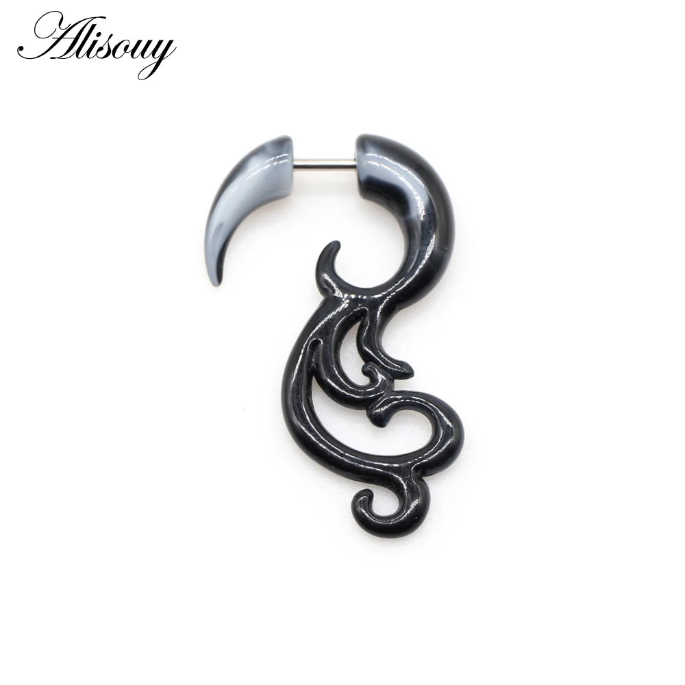 Alisouy 2 PC Heteromorphism Shape Gauge Ear Plug Double Color Acrylic Flesh Earring Wing Heart Spiral Body Piercing Jewelry