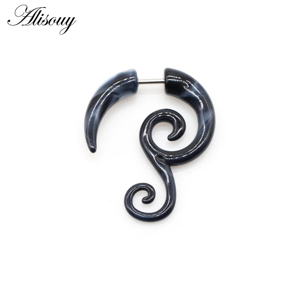 Alisouy 2 PC Heteromorphism Shape Gauge Ear Plug Double Color Acrylic Flesh Earring Wing Heart Spiral Body Piercing Jewelry