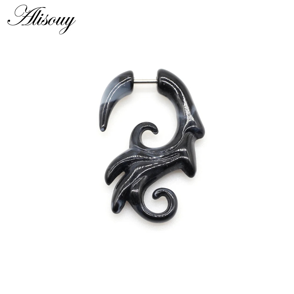 Alisouy 2 PC Heteromorphism Shape Gauge Ear Plug Double Color Acrylic Flesh Earring Wing Heart Spiral Body Piercing Jewelry