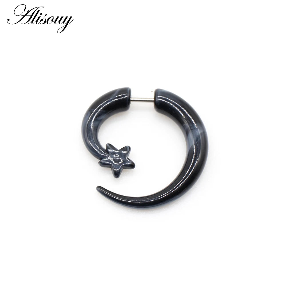 Alisouy 2 PC Heteromorphism Shape Gauge Ear Plug Double Color Acrylic Flesh Earring Wing Heart Spiral Body Piercing Jewelry