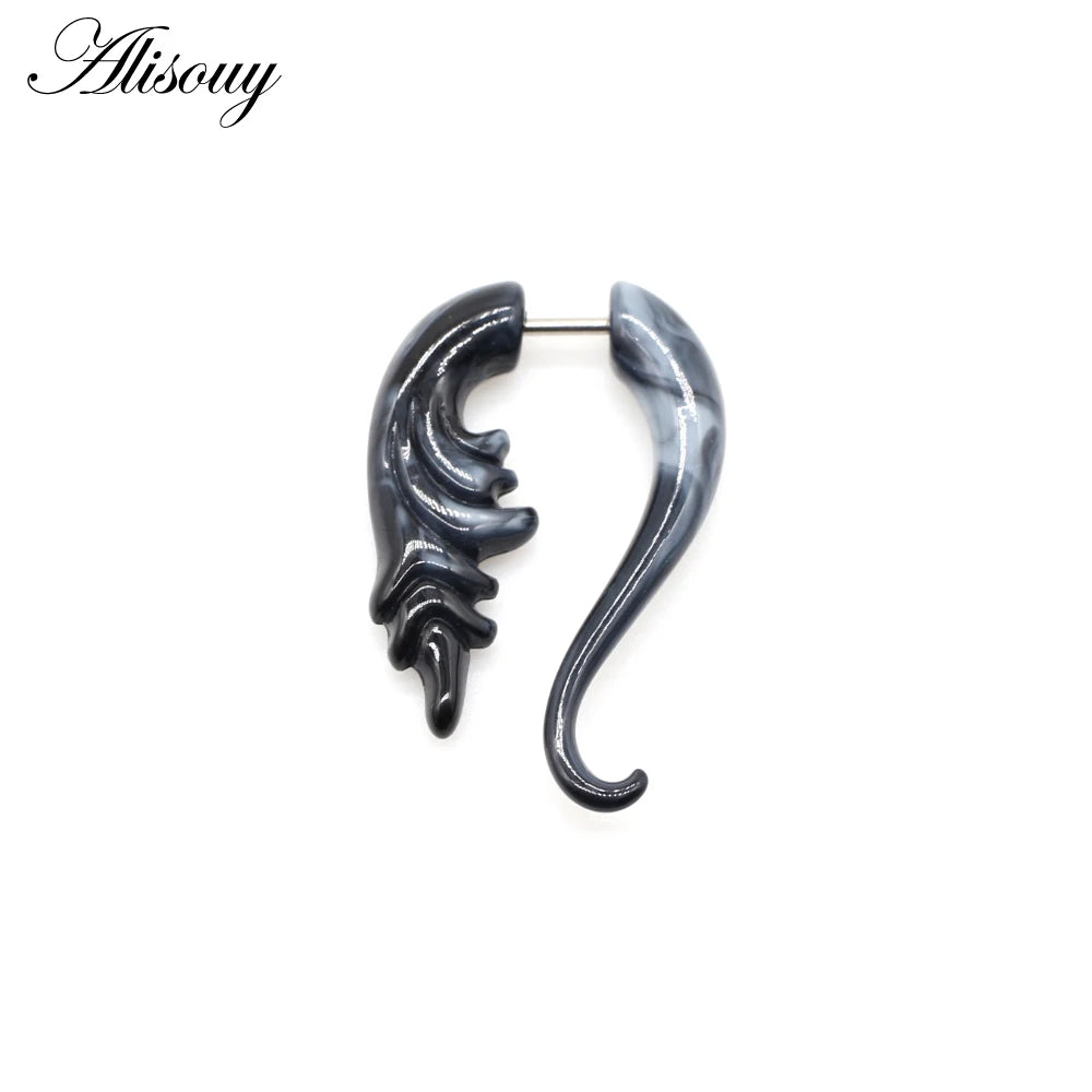 Alisouy 2 PC Heteromorphism Shape Gauge Ear Plug Double Color Acrylic Flesh Earring Wing Heart Spiral Body Piercing Jewelry