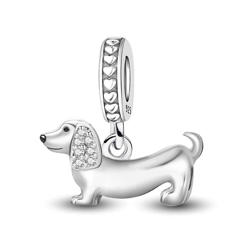 925 Sterling Silver Charm Beads fit Original Pan Charms Bracelet Dog Love Avocado Flower Silver Jewelry Making DIY Gift
