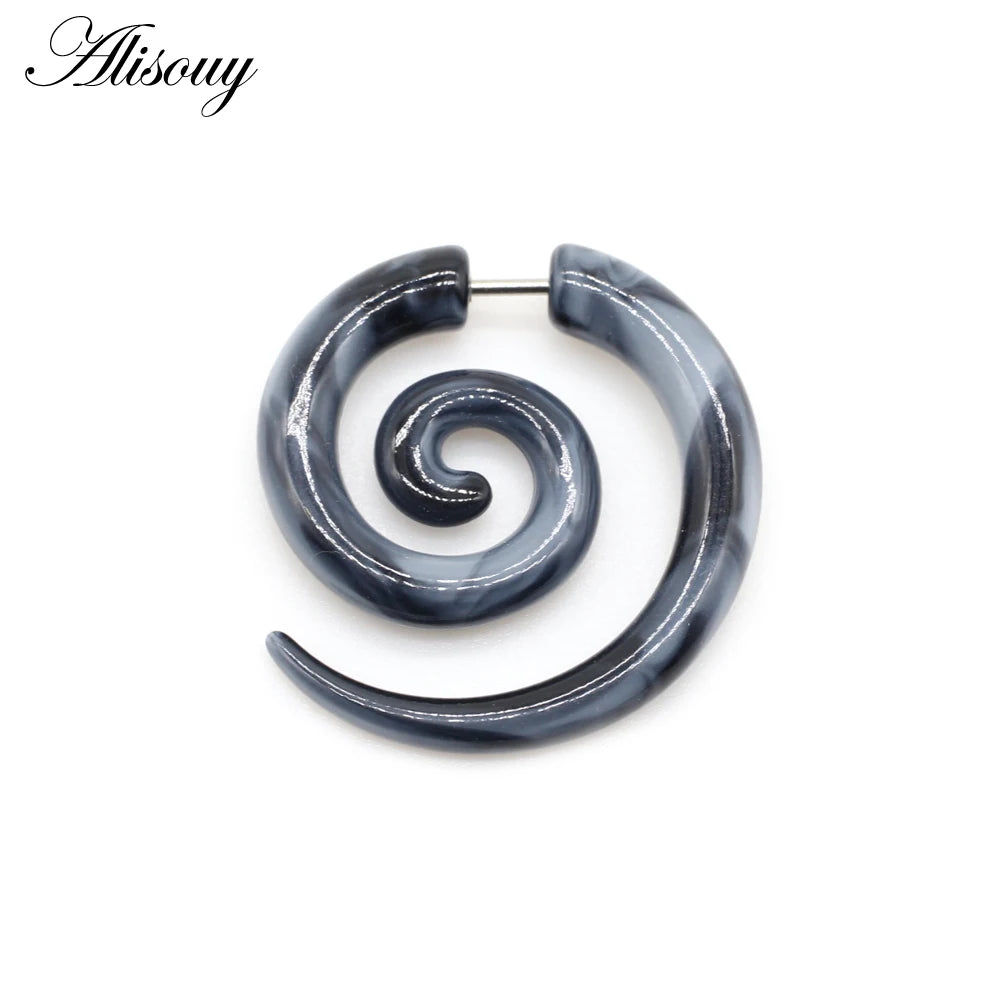 Alisouy 2 PC Heteromorphism Shape Gauge Ear Plug Double Color Acrylic Flesh Earring Wing Heart Spiral Body Piercing Jewelry