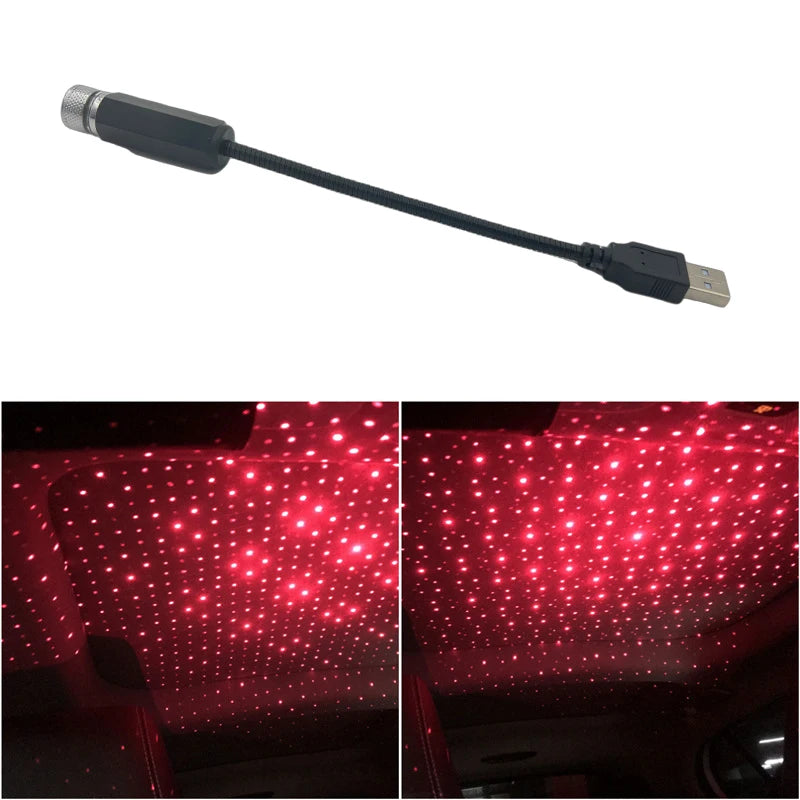 Car Roof Star Ambient Light Romantic USB Night Atmosphere Lamp Home Interior Decoration Mini Ceiling Projector Galaxy Adjustable