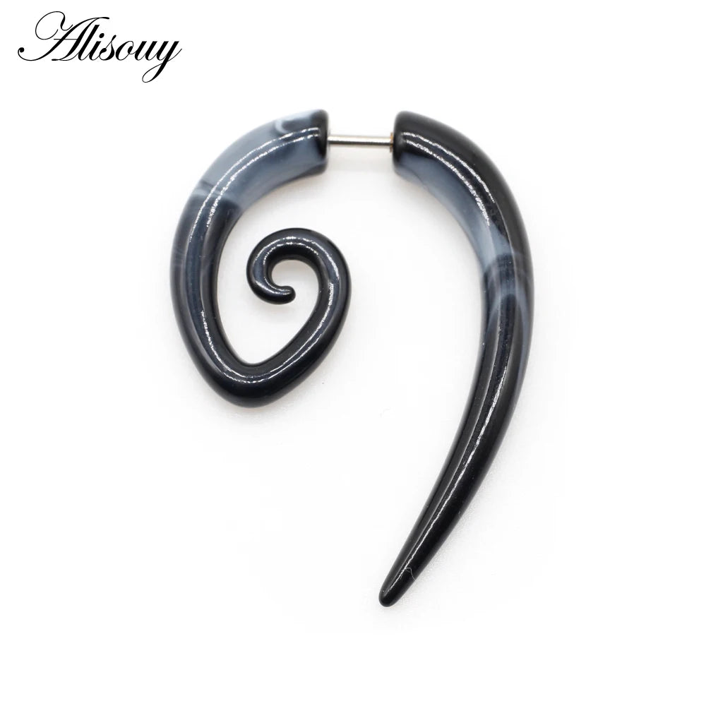 Alisouy 2 PC Heteromorphism Shape Gauge Ear Plug Double Color Acrylic Flesh Earring Wing Heart Spiral Body Piercing Jewelry
