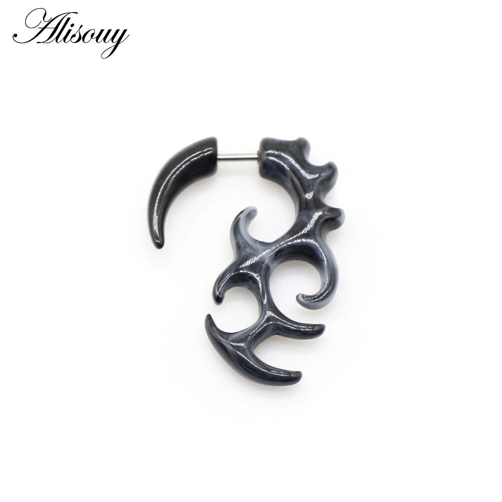 Alisouy 2 PC Heteromorphism Shape Gauge Ear Plug Double Color Acrylic Flesh Earring Wing Heart Spiral Body Piercing Jewelry