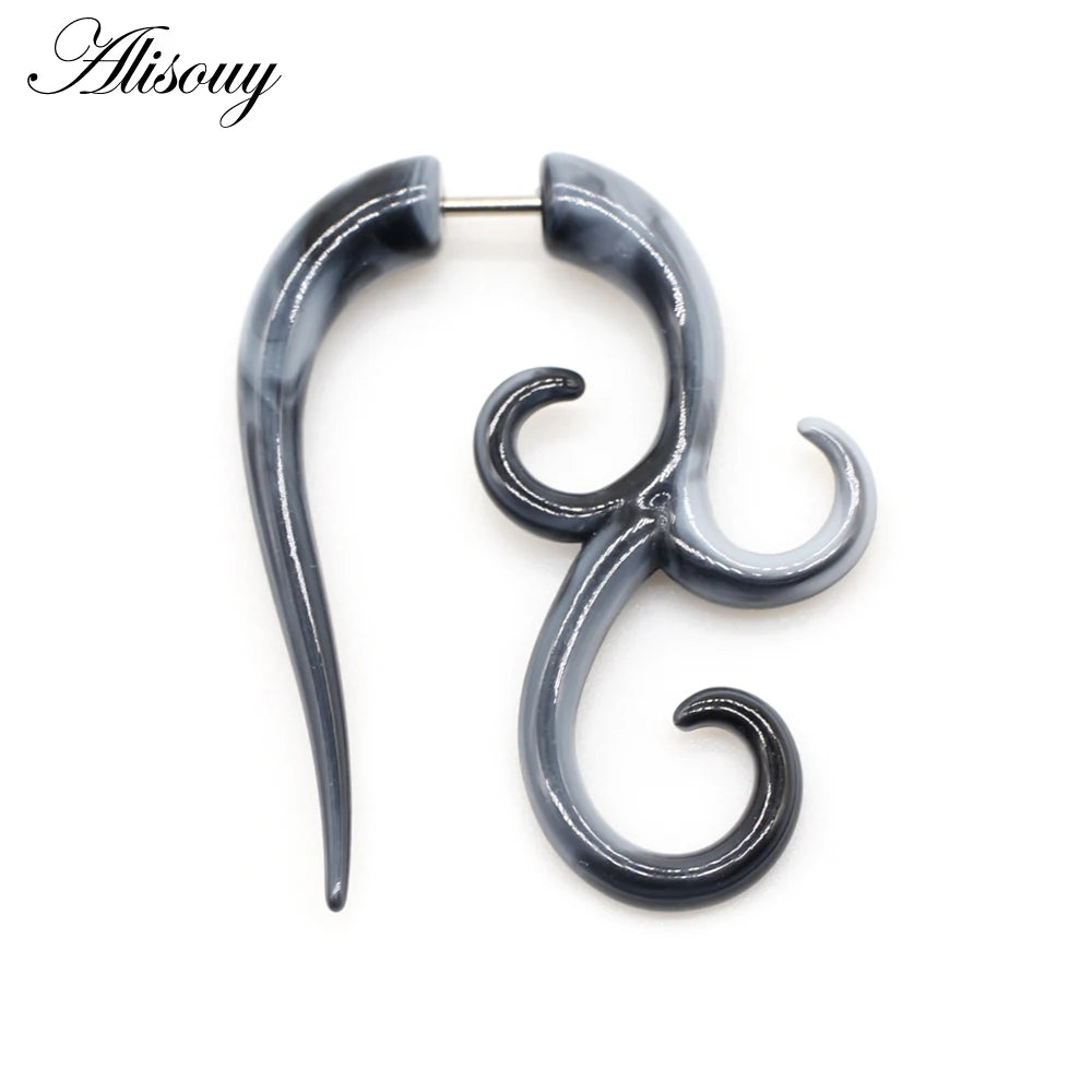 Alisouy 2 PC Heteromorphism Shape Gauge Ear Plug Double Color Acrylic Flesh Earring Wing Heart Spiral Body Piercing Jewelry