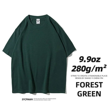 260gsm Combed Cotton Tees Tshirts Mens Solid Tops Woman Male Short Sleeve Breathable Summer Basic Tops T Shirts