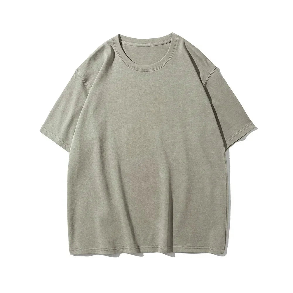 260gsm Combed Cotton Tees Tshirts Mens Solid Tops Woman Male Short Sleeve Breathable Summer Basic Tops T Shirts