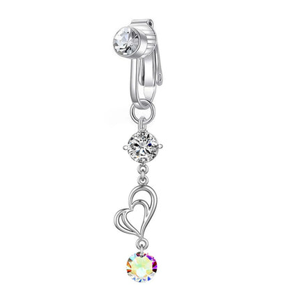 Fake Belly Piercing Sunflower Dangling Long Fake Belly Button Pircing Clip On Umbilical Navel Cartilage Earring Clip Jewelry