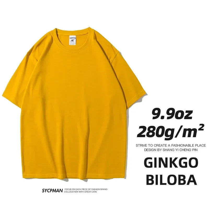 260gsm Combed Cotton Tees Tshirts Mens Solid Tops Woman Male Short Sleeve Breathable Summer Basic Tops T Shirts