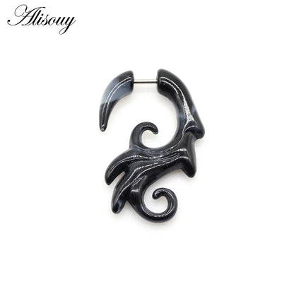 Alisouy 2 PC Heteromorphism Shape Gauge Ear Plug Double Color Acrylic Flesh Earring Wing Heart Spiral Body Piercing Jewelry