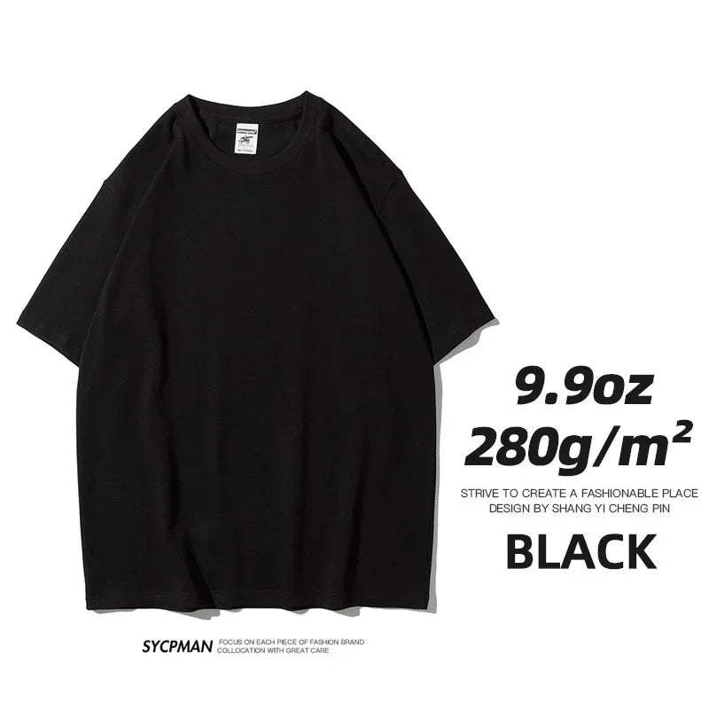 260gsm Combed Cotton Tees Tshirts Mens Solid Tops Woman Male Short Sleeve Breathable Summer Basic Tops T Shirts