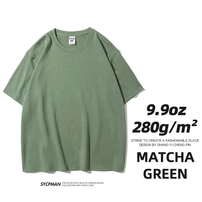260gsm Combed Cotton Tees Tshirts Mens Solid Tops Woman Male Short Sleeve Breathable Summer Basic Tops T Shirts