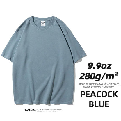 260gsm Combed Cotton Tees Tshirts Mens Solid Tops Woman Male Short Sleeve Breathable Summer Basic Tops T Shirts