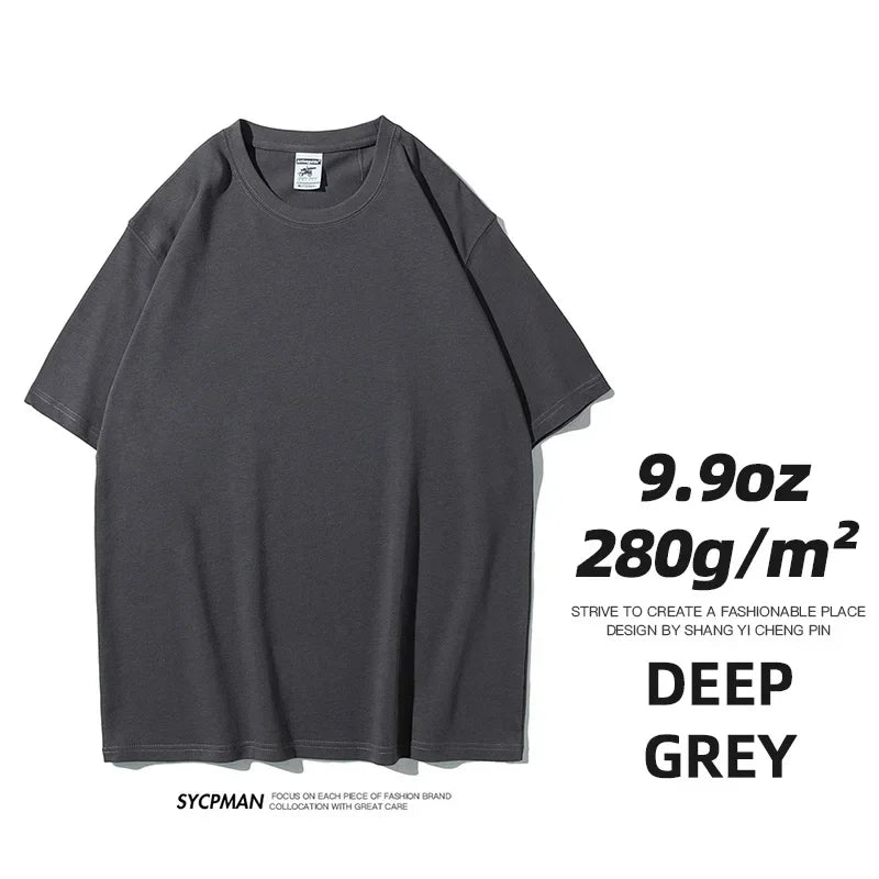 260gsm Combed Cotton Tees Tshirts Mens Solid Tops Woman Male Short Sleeve Breathable Summer Basic Tops T Shirts