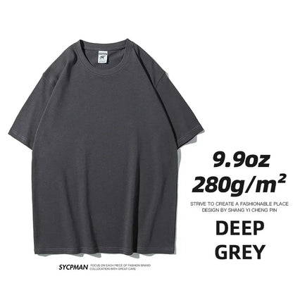 260gsm Combed Cotton Tees Tshirts Mens Solid Tops Woman Male Short Sleeve Breathable Summer Basic Tops T Shirts
