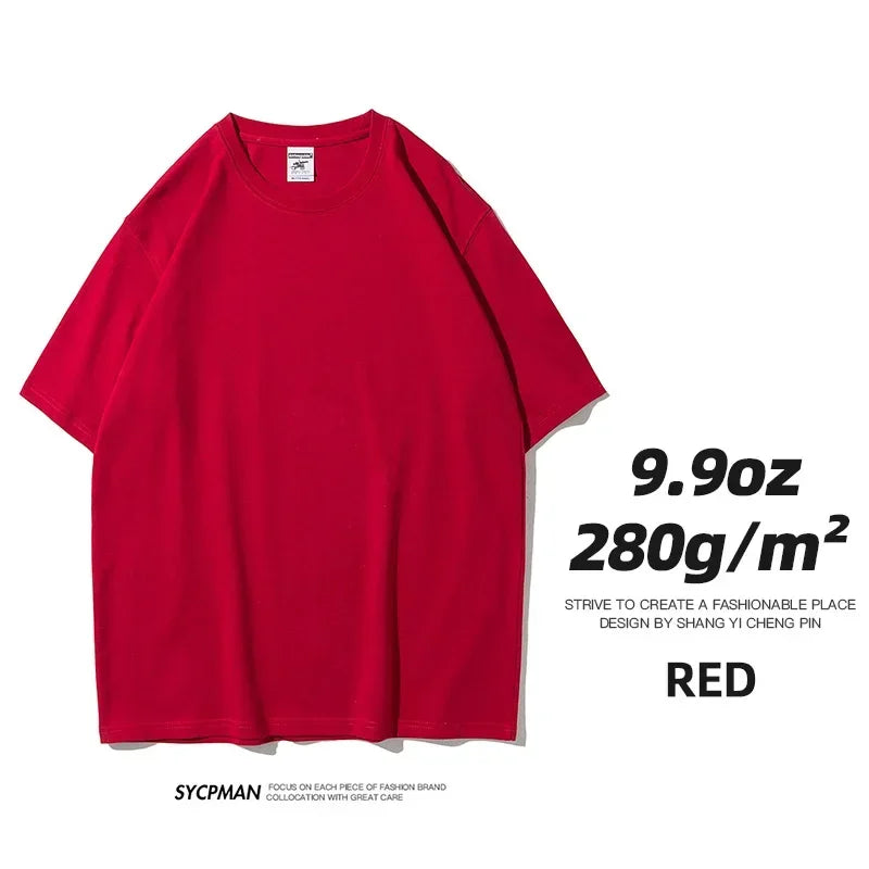 260gsm Combed Cotton Tees Tshirts Mens Solid Tops Woman Male Short Sleeve Breathable Summer Basic Tops T Shirts
