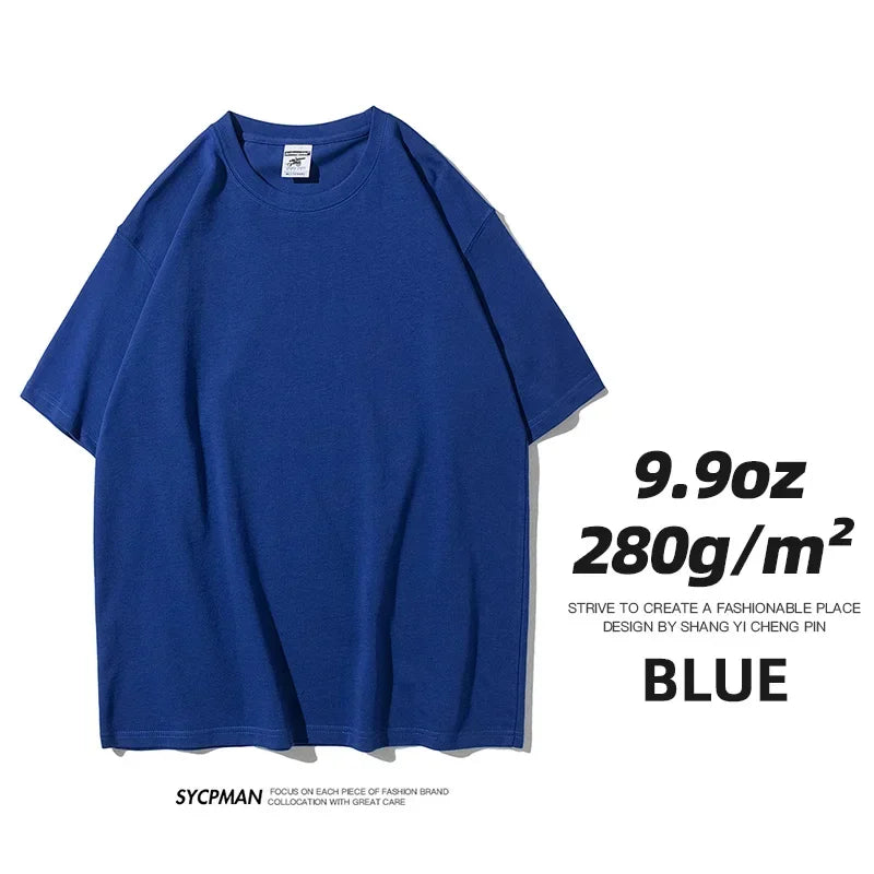 260gsm Combed Cotton Tees Tshirts Mens Solid Tops Woman Male Short Sleeve Breathable Summer Basic Tops T Shirts
