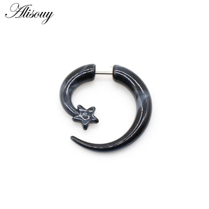 Alisouy 2 PC Heteromorphism Shape Gauge Ear Plug Double Color Acrylic Flesh Earring Wing Heart Spiral Body Piercing Jewelry