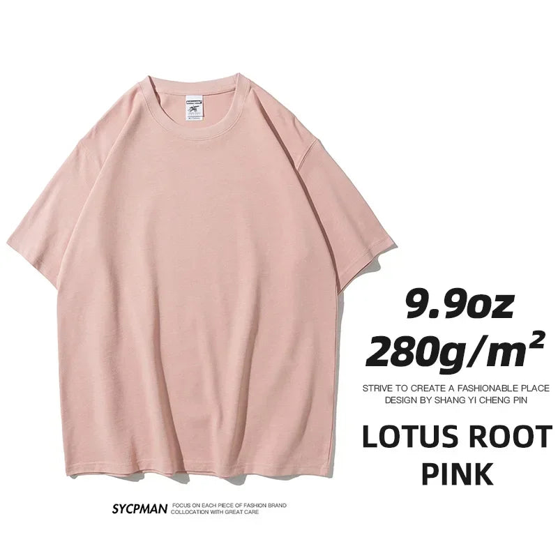 260gsm Combed Cotton Tees Tshirts Mens Solid Tops Woman Male Short Sleeve Breathable Summer Basic Tops T Shirts