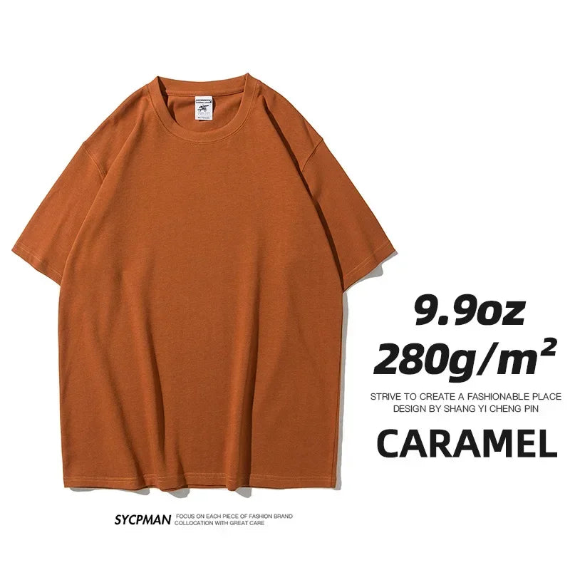 260gsm Combed Cotton Tees Tshirts Mens Solid Tops Woman Male Short Sleeve Breathable Summer Basic Tops T Shirts