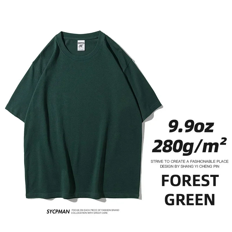260gsm Combed Cotton Tees Tshirts Mens Solid Tops Woman Male Short Sleeve Breathable Summer Basic Tops T Shirts