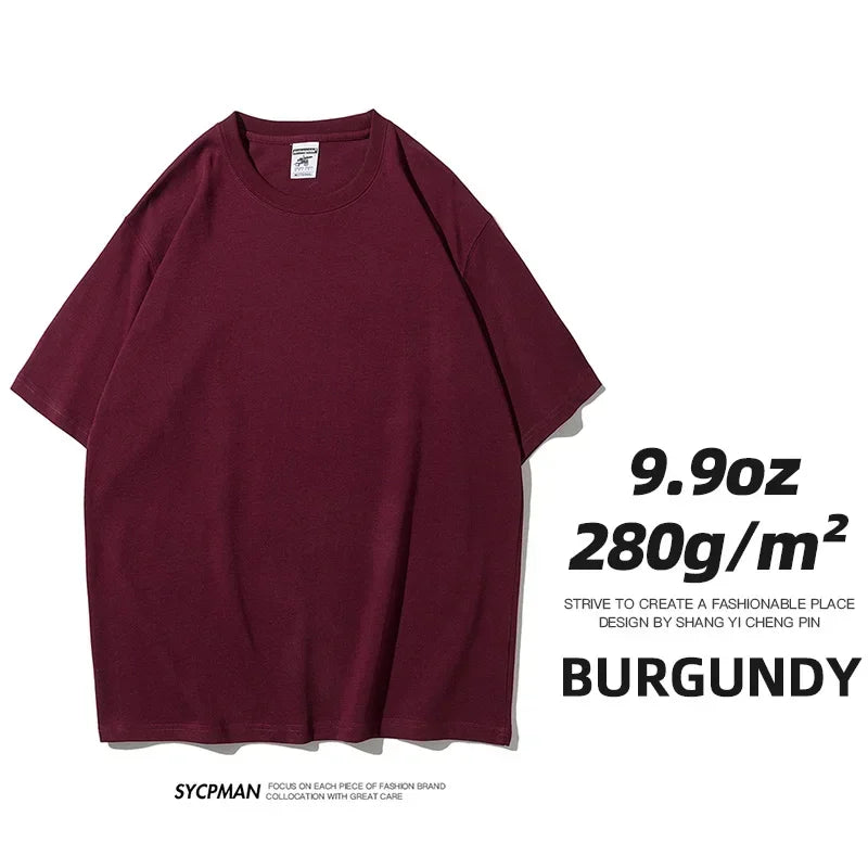 260gsm Combed Cotton Tees Tshirts Mens Solid Tops Woman Male Short Sleeve Breathable Summer Basic Tops T Shirts