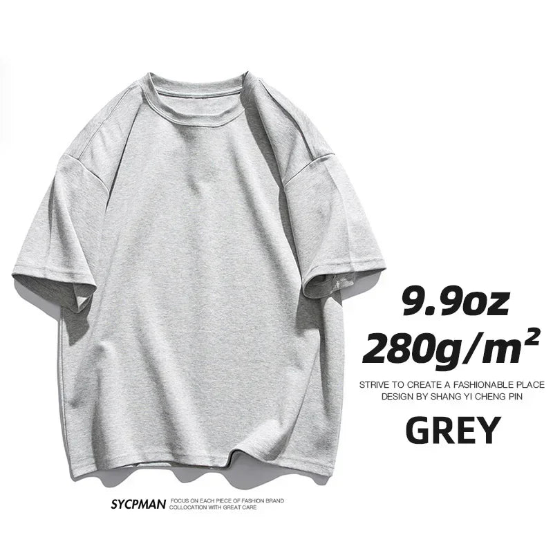 260gsm Combed Cotton Tees Tshirts Mens Solid Tops Woman Male Short Sleeve Breathable Summer Basic Tops T Shirts