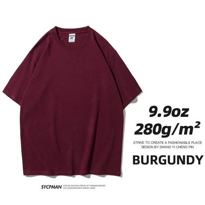 260gsm Combed Cotton Tees Tshirts Mens Solid Tops Woman Male Short Sleeve Breathable Summer Basic Tops T Shirts