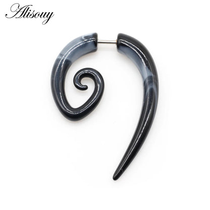 Alisouy 2 PC Heteromorphism Shape Gauge Ear Plug Double Color Acrylic Flesh Earring Wing Heart Spiral Body Piercing Jewelry