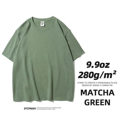 260gsm Combed Cotton Tees Tshirts Mens Solid Tops Woman Male Short Sleeve Breathable Summer Basic Tops T Shirts