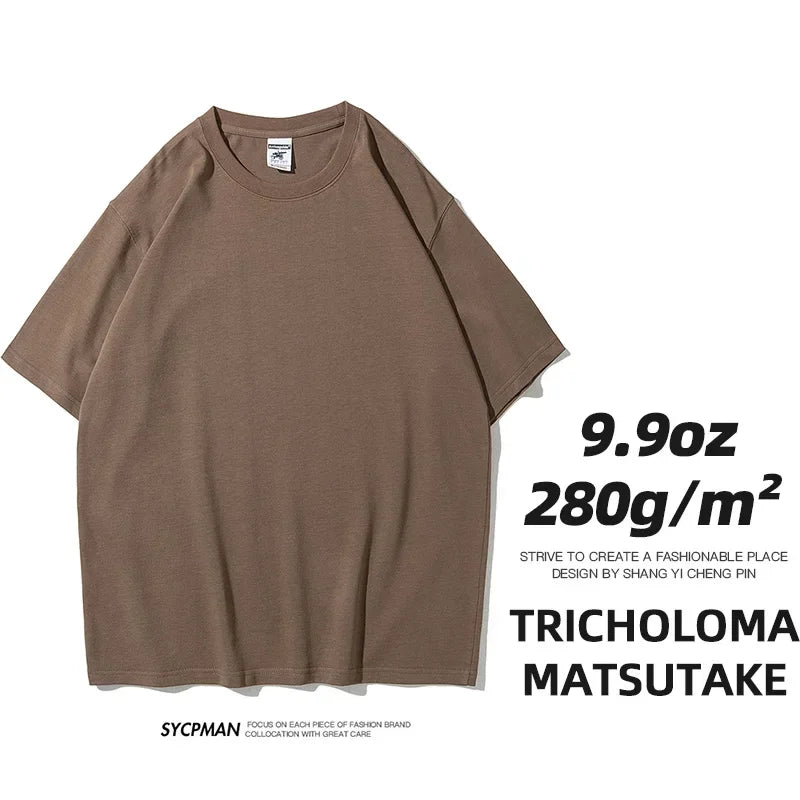 260gsm Combed Cotton Tees Tshirts Mens Solid Tops Woman Male Short Sleeve Breathable Summer Basic Tops T Shirts